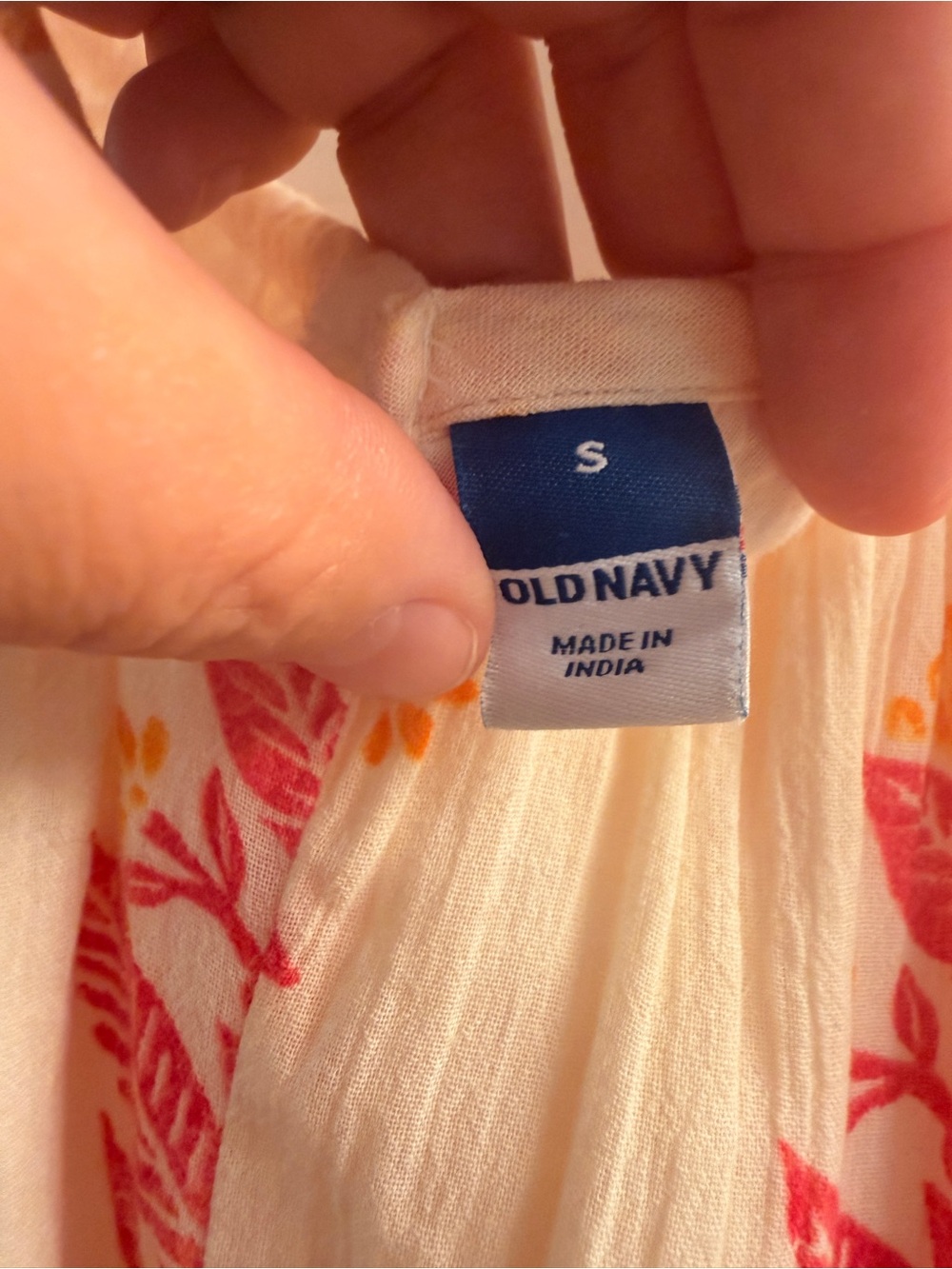 🌺Old Navy Cream Maxi Skirt with Pink & Yellow Leaf Print - Picture 4 of 6